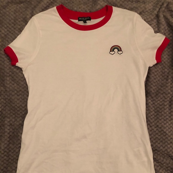 Cute Cuffed Rainbow Embroidered Shirt - Picture 1 of 4